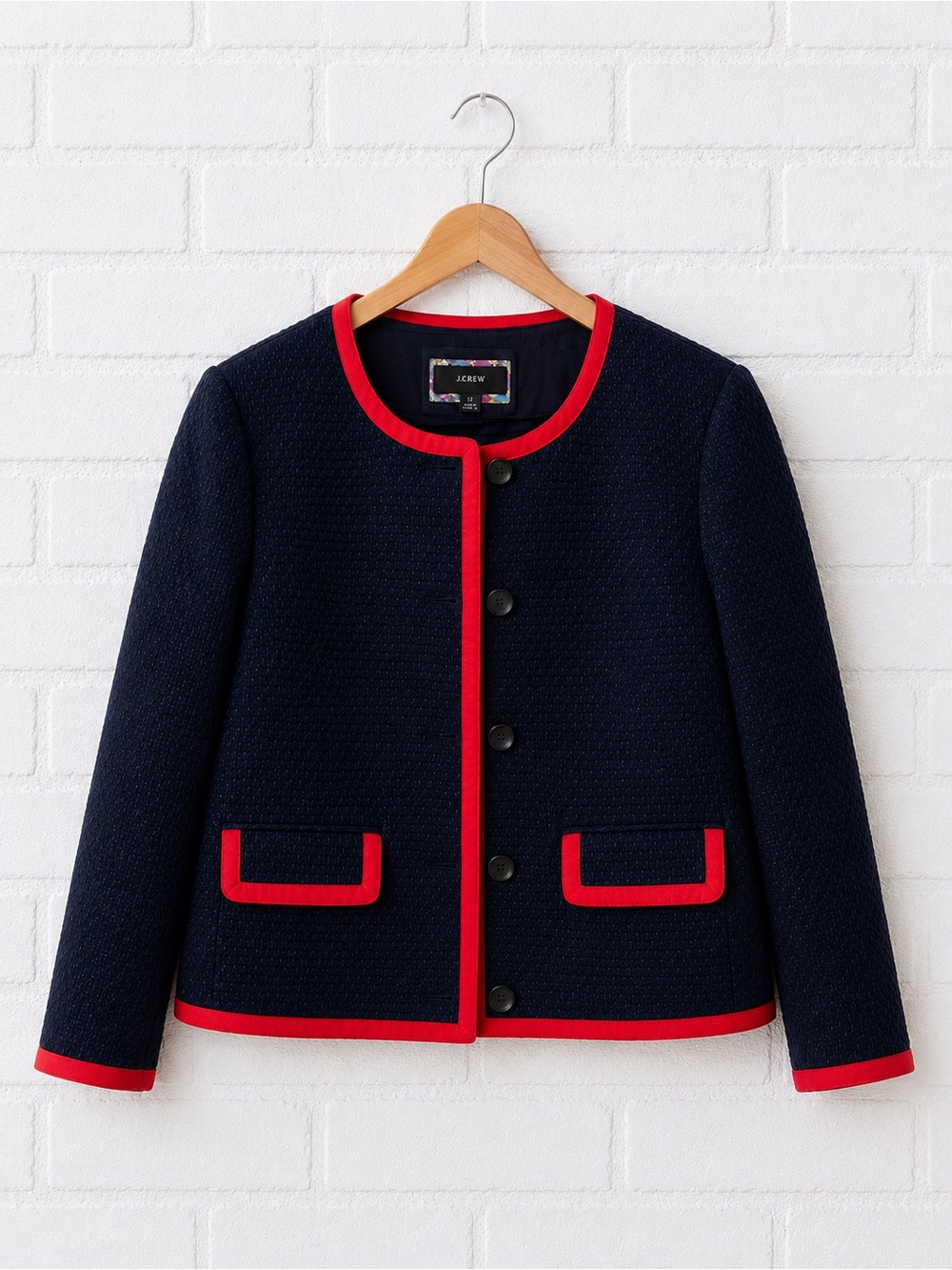 J.Crew Three-Quarter Sleeve Lady Jacket in Matelassé Size 12 - Picture 2 of 8